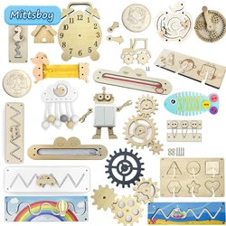 DIY Montessori Busy Board Accessory Early Education Wooden Gold Hourglass Gear Combination Skidway Puzzle Toy for Children Gifts