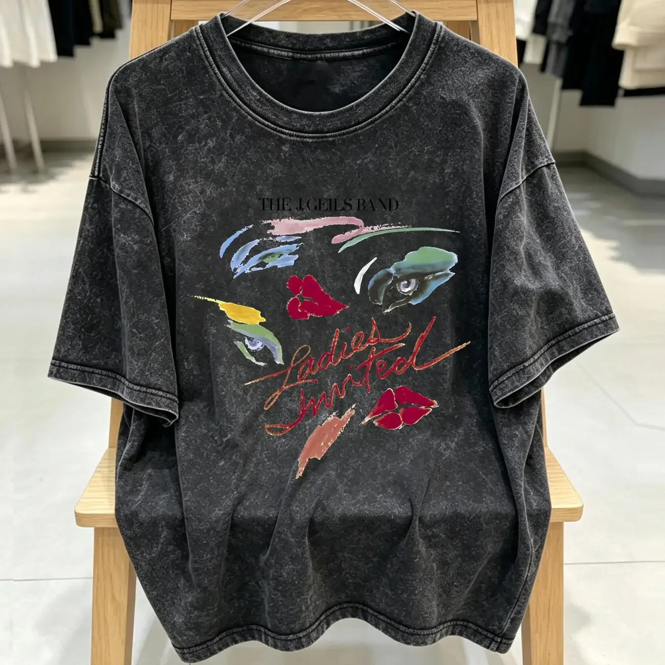 washed T Shirt Rare The J Geils Band LADIES INVITED White All Size AH249 long or short sleeves vintage Washed designer clothes