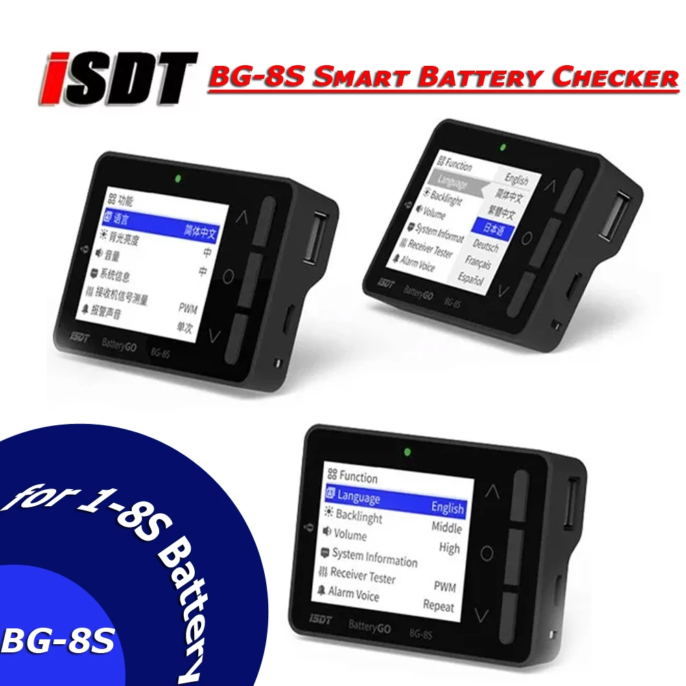 

ISDT BattGo BG-8S Измеритель батареи ЖК-дисплей Цифровой прибор для проверки емкости батареи Балансир батареи Тестер батареи для LiPo/Life Parts