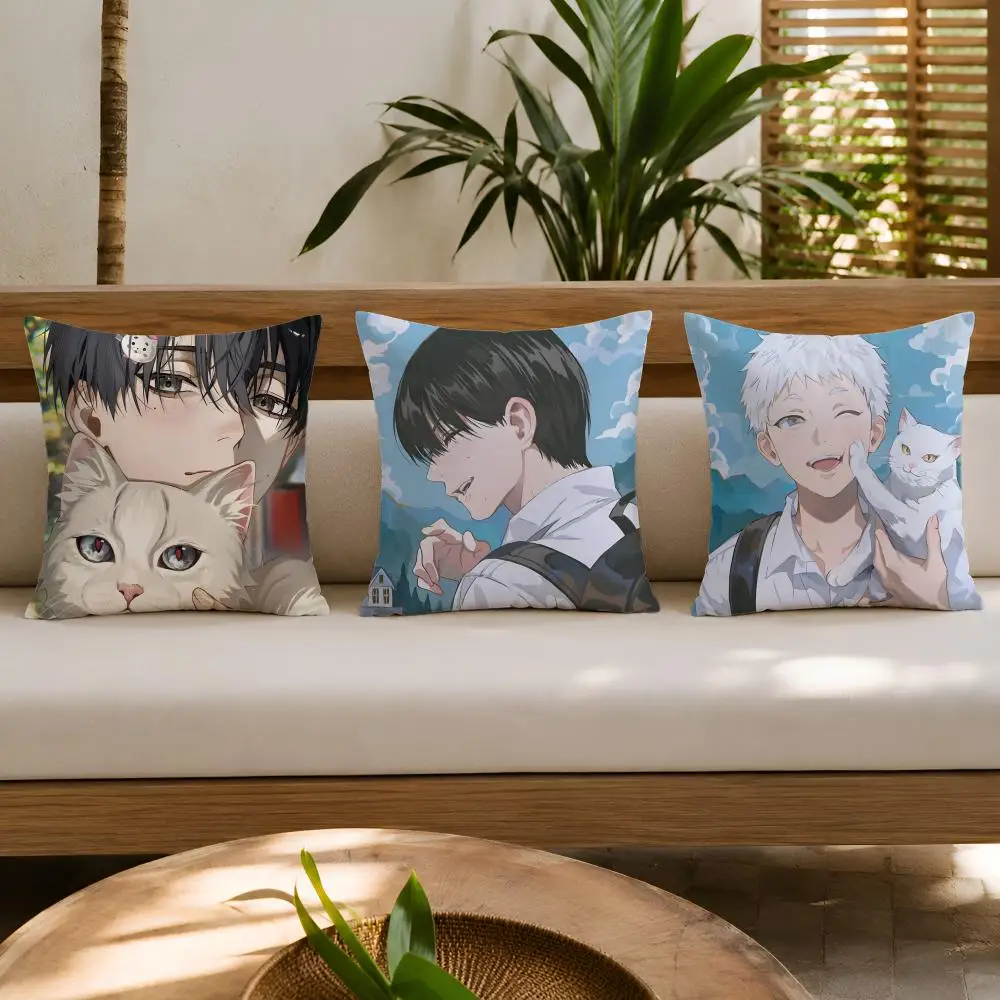 Anime The S-Summer Hikaru Died Cushion Cover Wrinkle-Resistant Short Plush Cushion Covers Breathable Machine-Washable