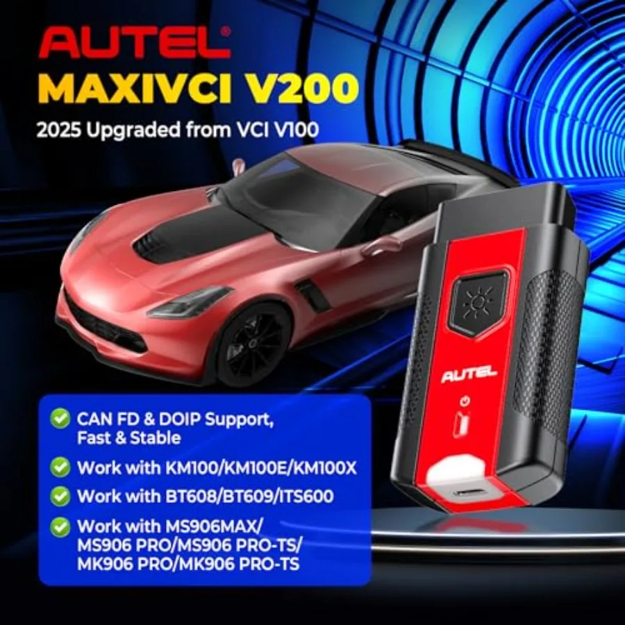 محول موصل Obd2 اللاسلكي MaxiVCI V200 VCI200 2025 VCI 200 Obd2 دونجل تشخيصي لتشخيص المركبات الشامل