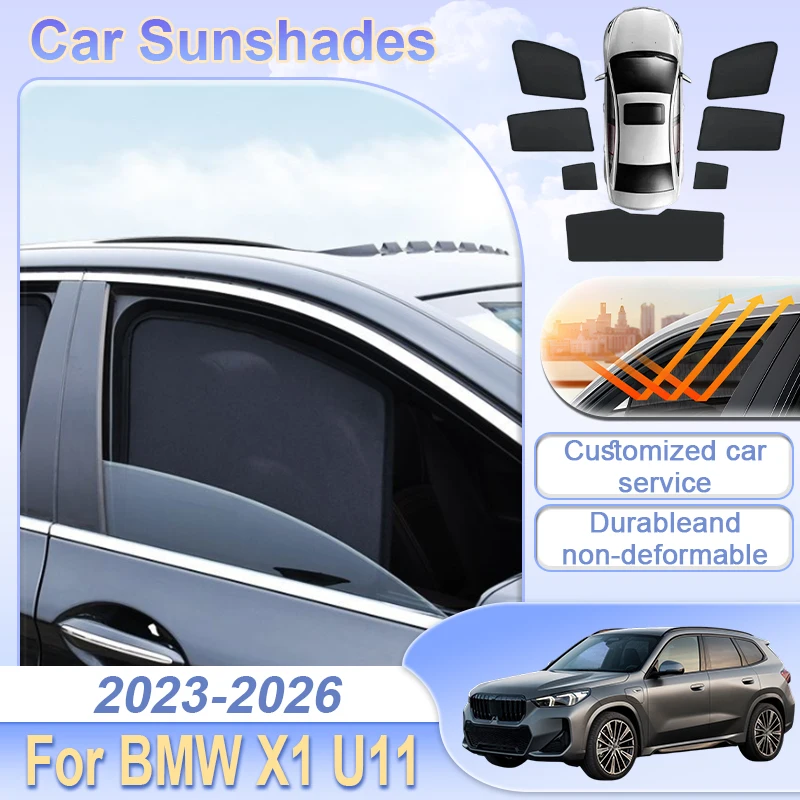 For BMW X1 U11 2026 Accessories iX1 2023~2025 Car Mesh Sunshades Protection Breathable Net Magnetic Privacy Curtains Sun Visors