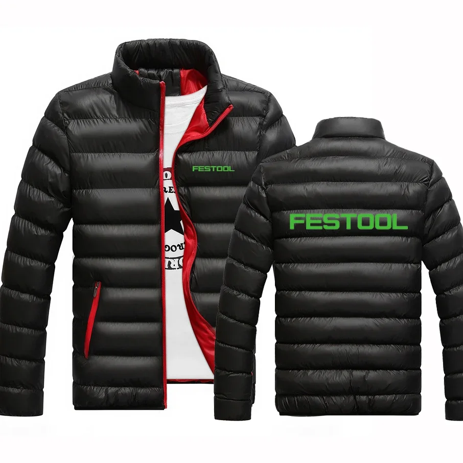 

2024 Festool Tools Men's New Winter Hight Quality Stand Collar Cotton Jacket Windbreaker Zip Hoodies Cardigan Coat Tops Clothing