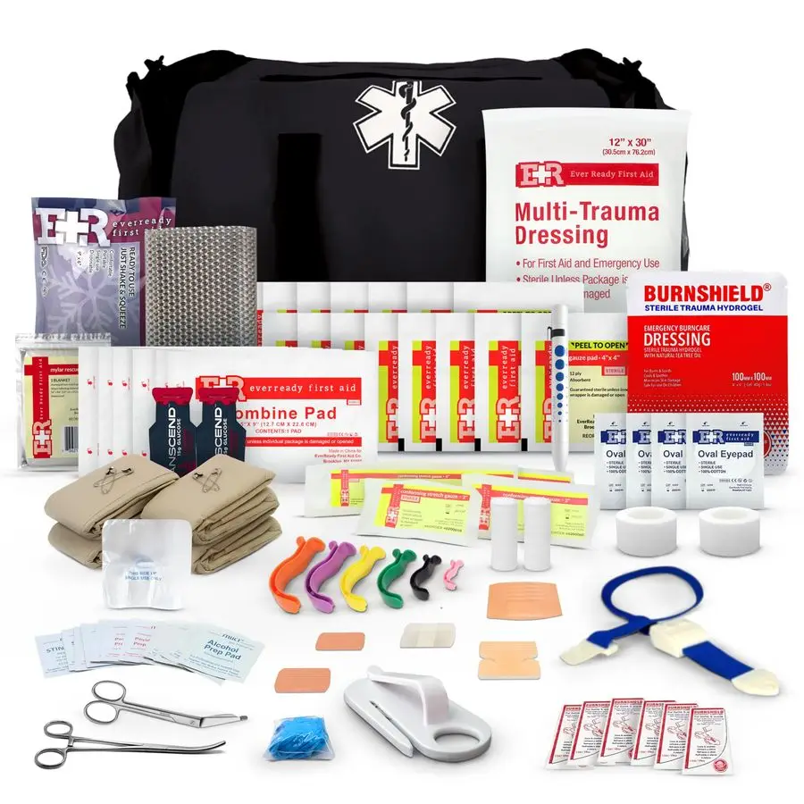 

Responder Trauma First Aid Kit Bag Fully Stocked Emergency Medical Kit for Workplace, Vehicle amp Home OSHA amp ANSI Compliant P