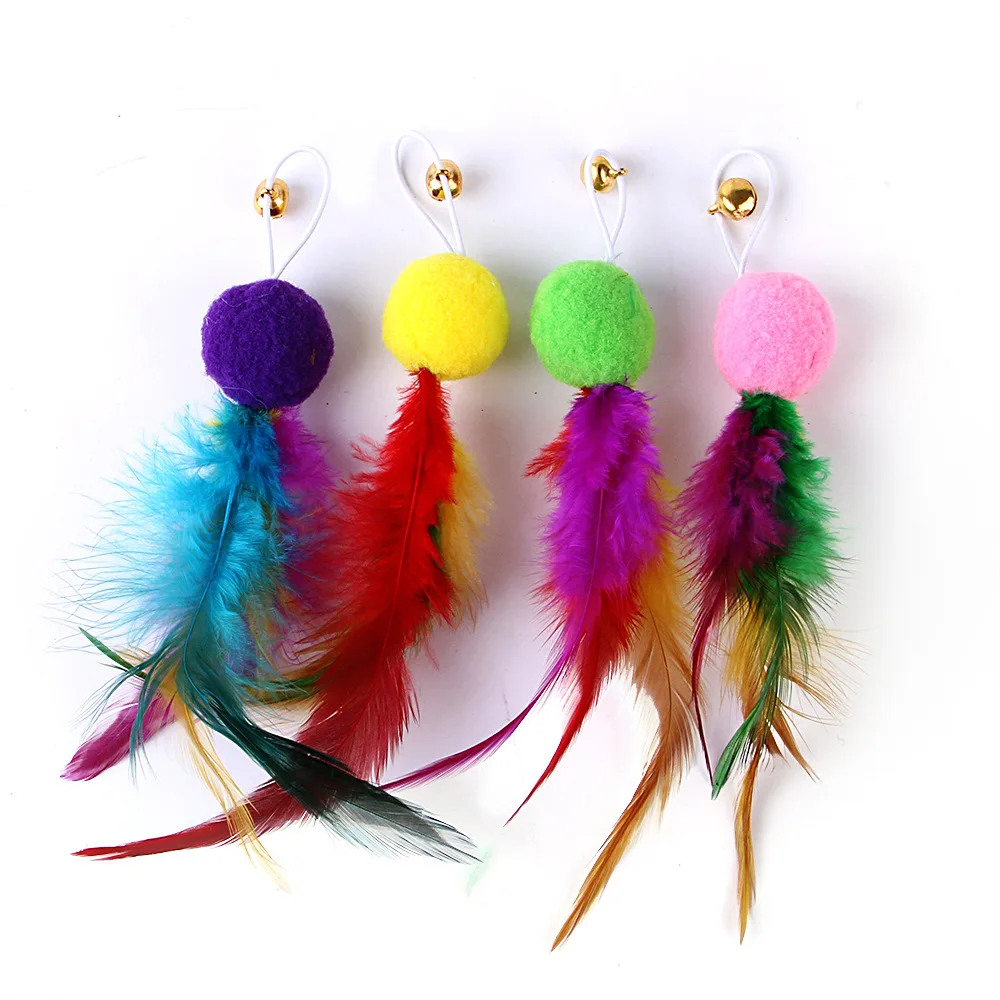 9 Pack Colorful Feather Replacement Head Funny Cat Stick Tassel Feather Feather Fishing Rod Cat Toy Set Cat Toys Interactive