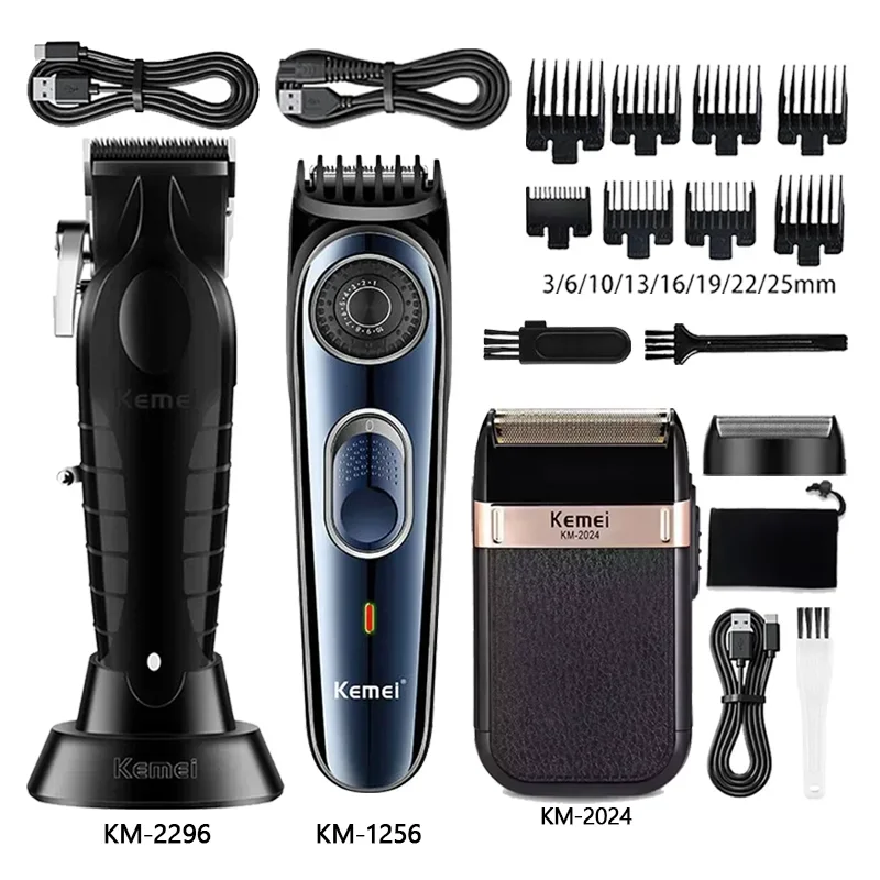 

Машинка для стрижки волос Kemei Km-2296 Km-1256 Km-2024 Парикмахерская машина для стрижки волос Машинка для стрижки волос Беспроводная аккумуляторная бритва