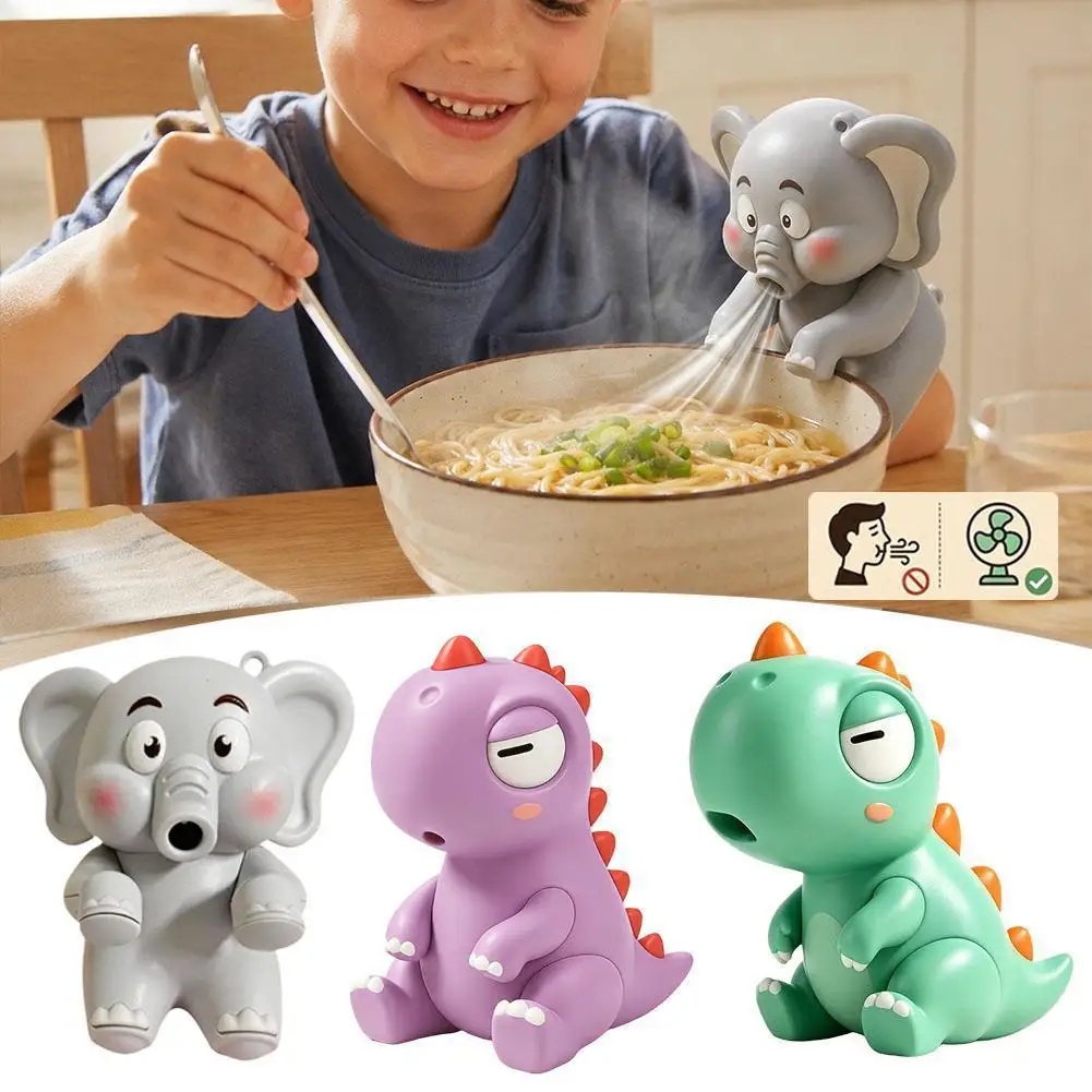 Cute Elephant Mini Fan Baby Feeding Helper Clip-on Design Food Cooling Tool with Cup Hanging Feature Animal Shape Baby Bowl Acce view 2