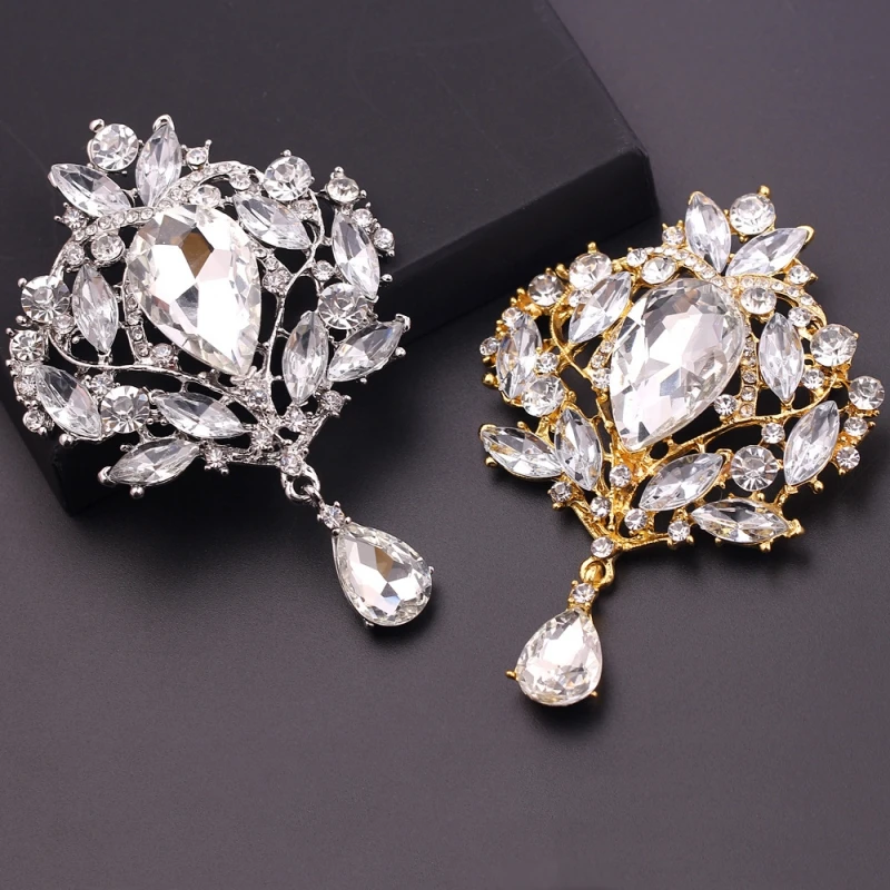 Luxury Rhinestone Brooches For Women Vintage Designer Crystal Brooch Pins Jewelry Party Wedding Gifts Dress Suit  Accessories