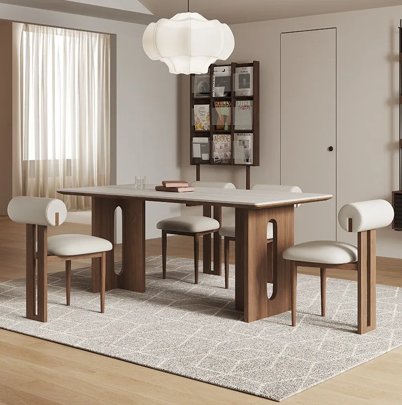 #Retro Luxury Solid Wood Black Walnut Color Small Rectangular Dining Table for Hotel Use 6
