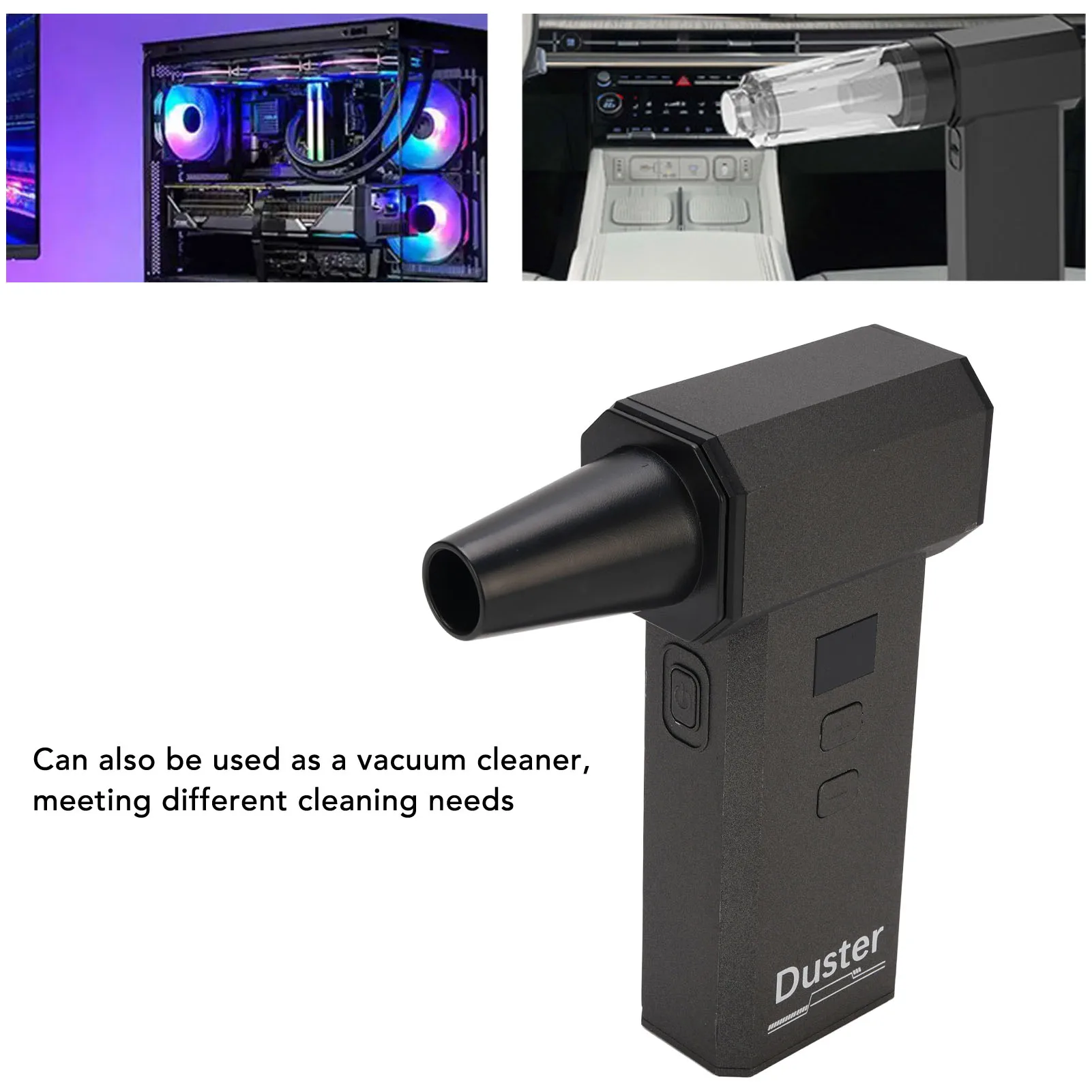 

Air Duster Vacuum Cleaner 130000RPM 9000Pa Suction 180g Thrust Electric Air Duster Brushless Motor 52m/s Rechargeable for Car