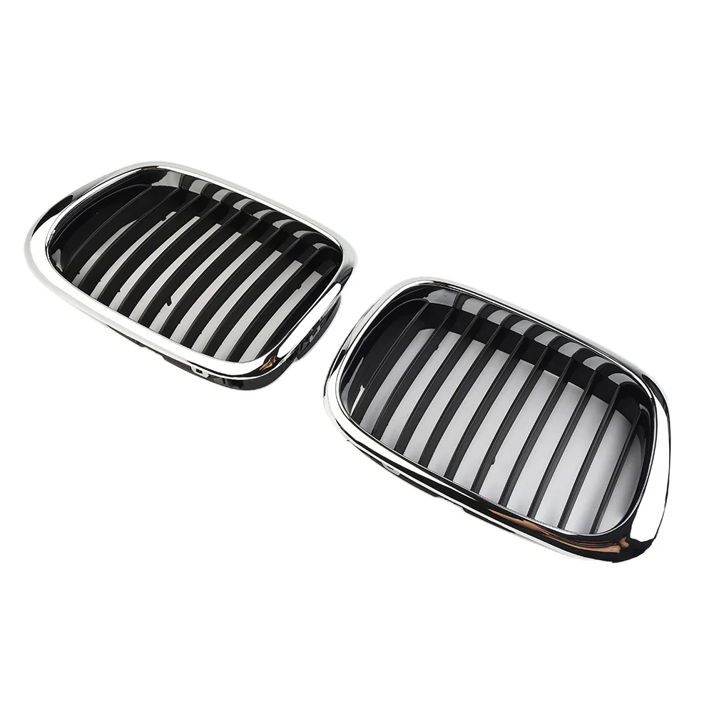 1 para kratek do BMW E39 5-series 525 530 535 540 M5 1998-2003 przedni chrom czarny Grill Grill części zewnętrzne samochodu zamienny