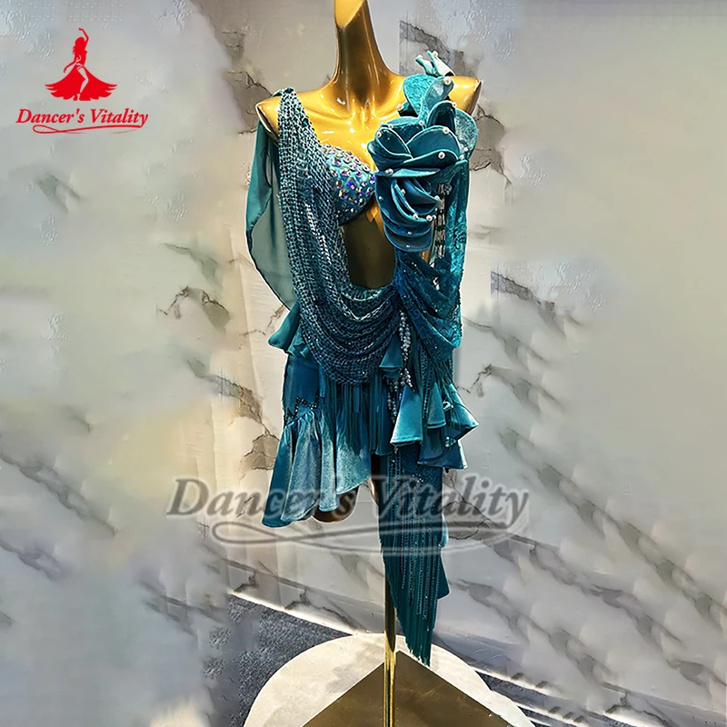 섹시한 여성 Chacha Samba 민소매 AB 스톤 성인을위한 드레스 럭셔리 맞춤형 라틴 댄스 챔피언십 의류