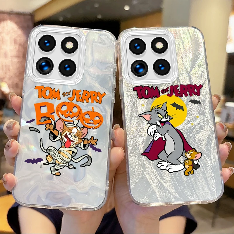 Halloween Pumpkin T-Tom And J-Jerry Cartoon Phone Case for Xiaomi Poco X6 X3 F6 M6 M4 Pro C61 13T 11 Lite Shockproof Matte Cover