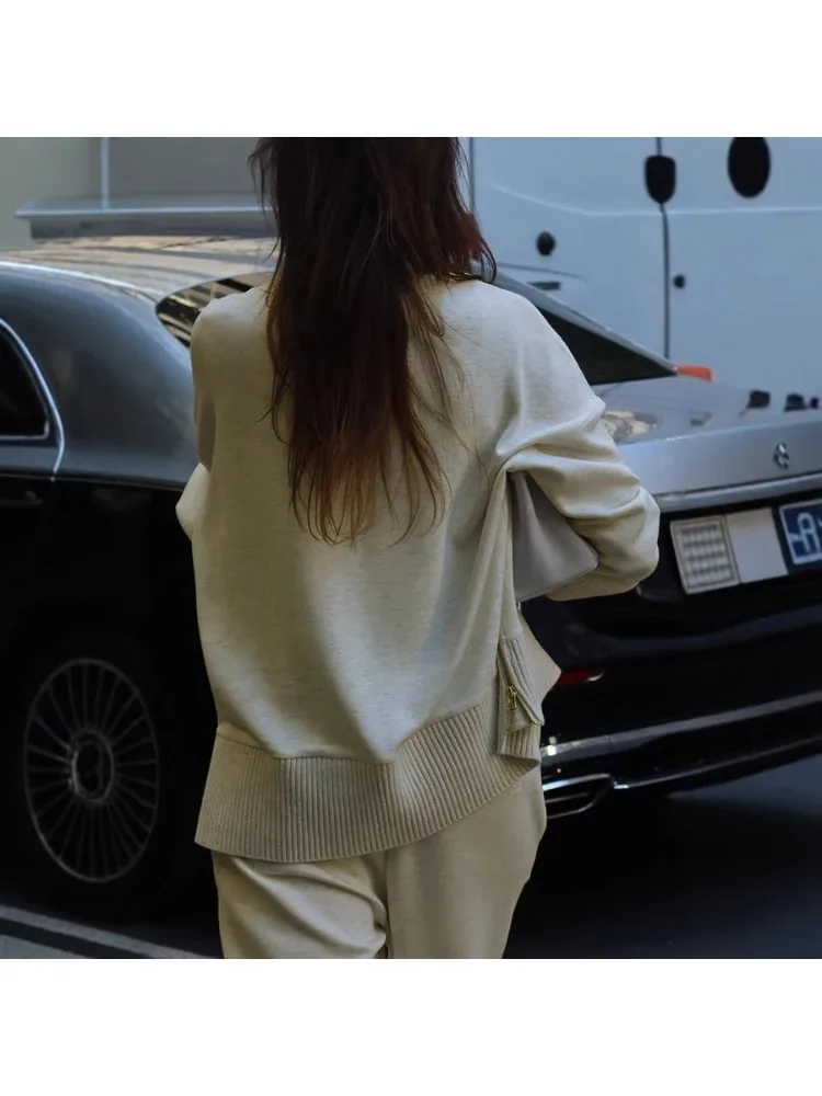 أزياء المرأة ربيع الخريف جديد طويل الأكمام هوديي مجموعة INS السيدات عارضة فضفاض جيب السراويل بلون قطعتين مجموعة #4