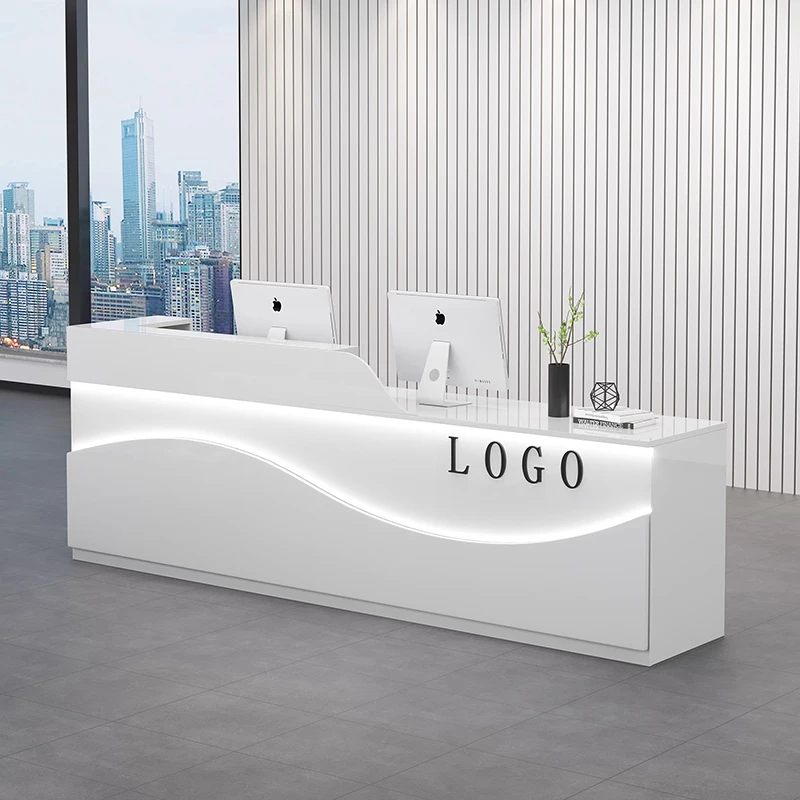 

Современные стойки регистрации из дерева Дешевый дизайн Длинные лучшие высокие стойки регистрации Белый ящик Empfangs Офисная мебель Tresen