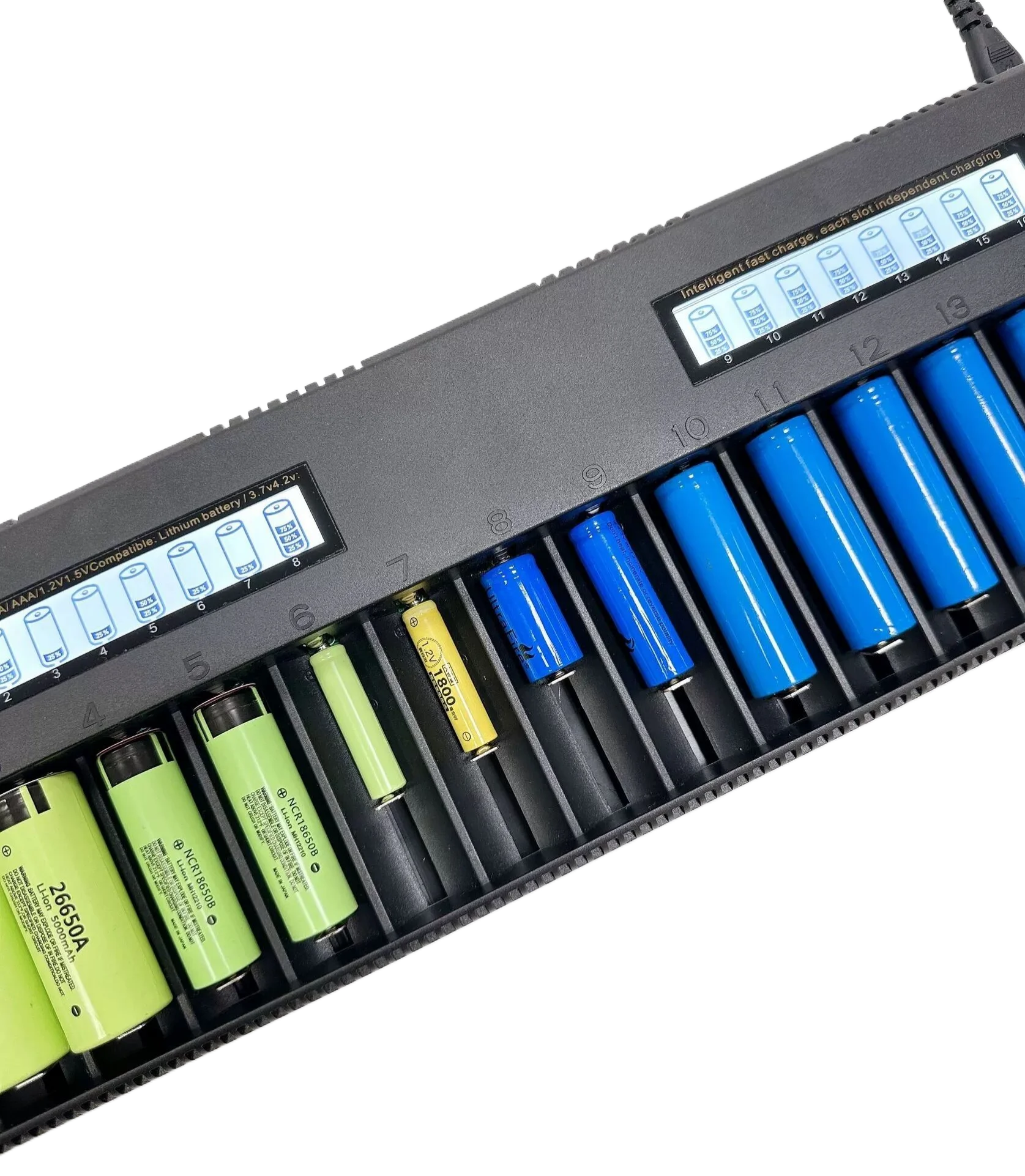 L16 slot L12 slot Battery Charger for 18650 3.7V Li-ion NiMH 1.2V 16340 3.7V 26650 21700 26700 AA AAA 14500 LDC