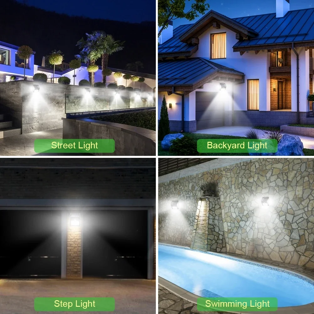 Solar Lights Outdoor 144 100 LED Waterproof Wall Light Solar Lamp Motion Sensor Deck Lights Sunlight Flood Lights Garden Yard