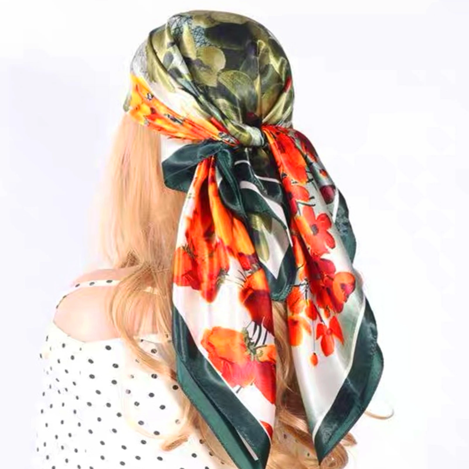 90*90cm Elegant Celebrity Plant Peony Flower Silk Scarves Fashion Women Headscarf Large Square foullard Muslim bandanna muffler