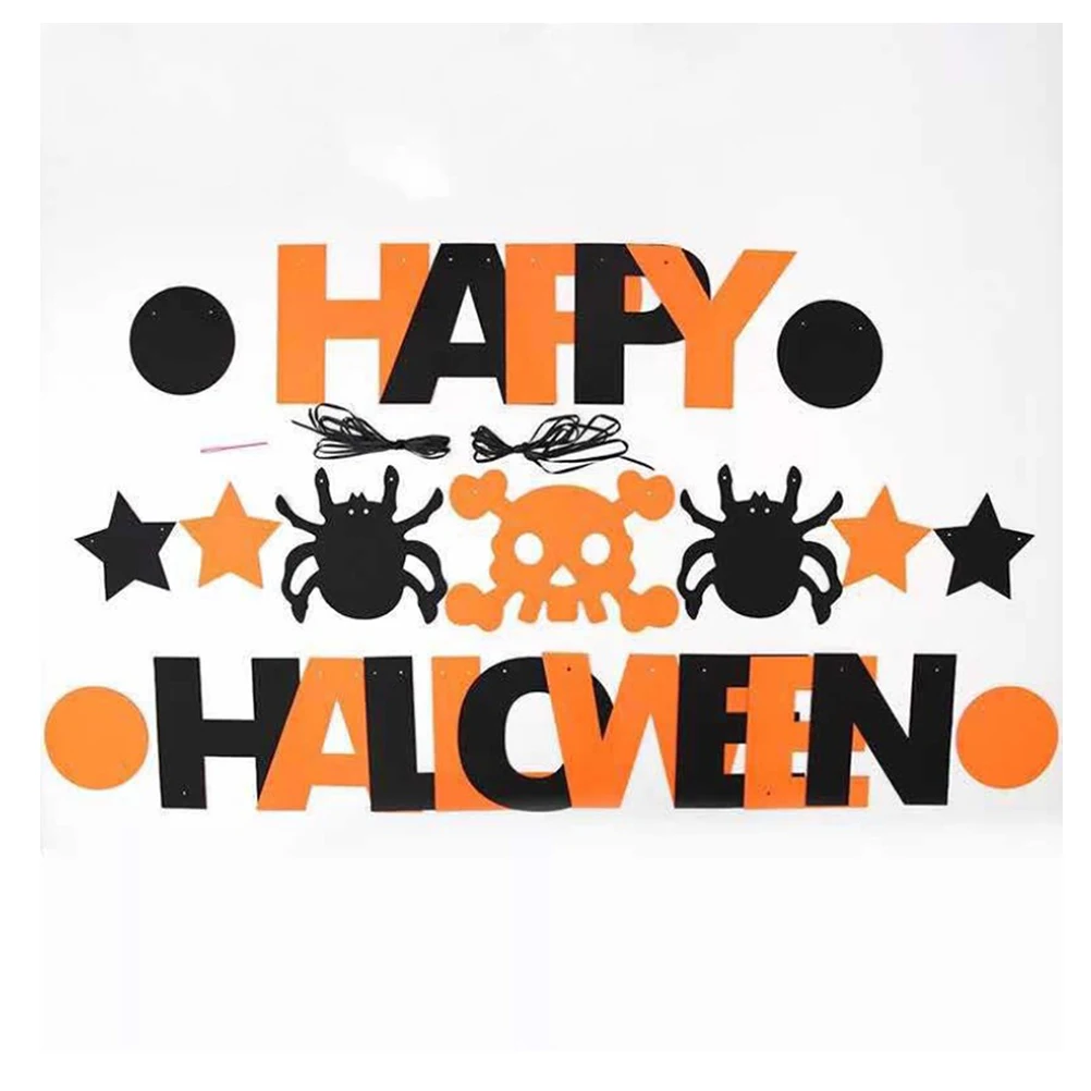 

3Pcs Non-Woven Fabric Halloween Banner Party Bunting Decor 16x15cm Funny Hanging Garland Festival Decoration Halloween Banner