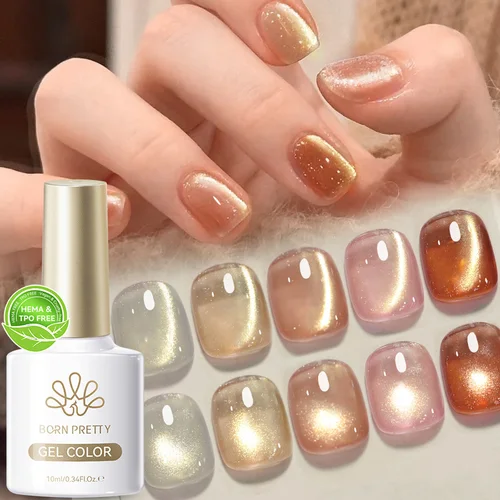 Imagen 1 del producto BORN PRETTY HEMA TPO FREE 10ml Esmalte de uñas de gel magnético de gato dorado rosa para diseño de uñas navideñas Varnis Gel semipermanente