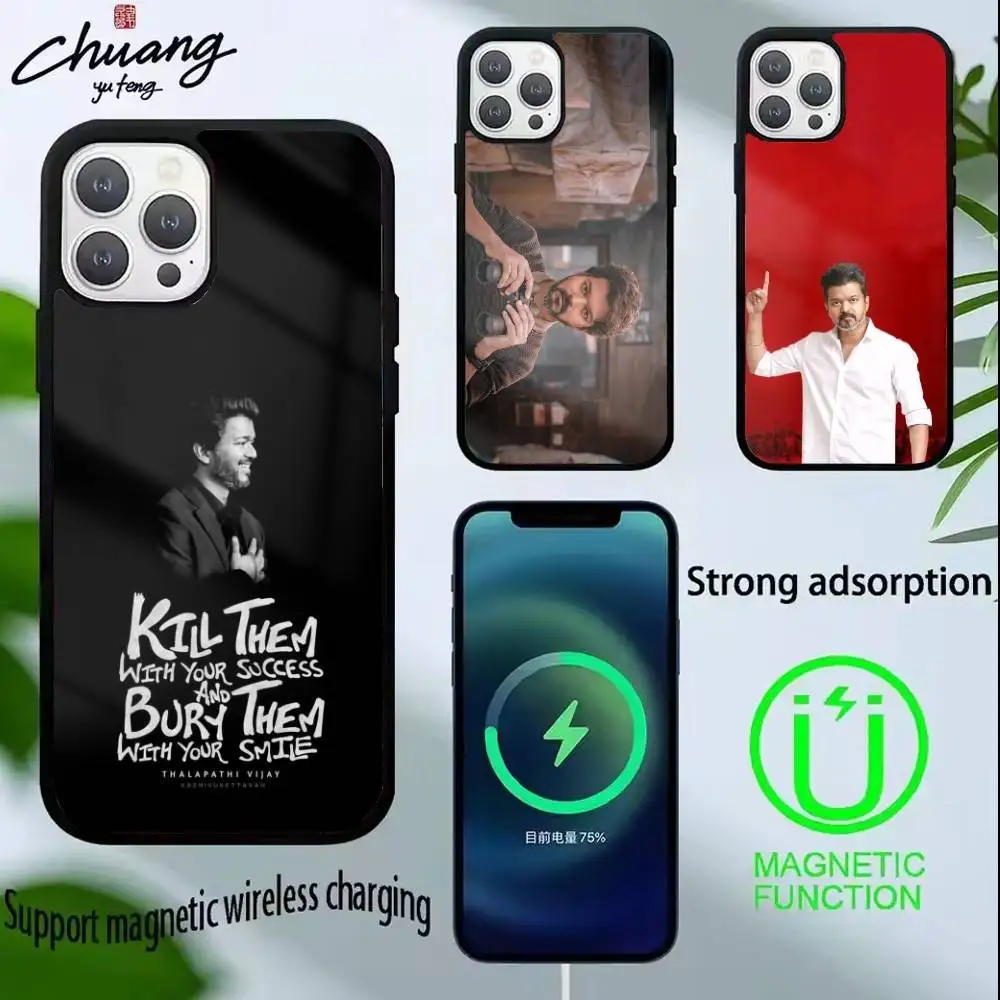 

O-ThalaPathy V-Vijay Actor Phone Case For iPhone 17,16,15,14,13,Pro,Max,Plus,Magnetic For Magsafe Wireless Charging