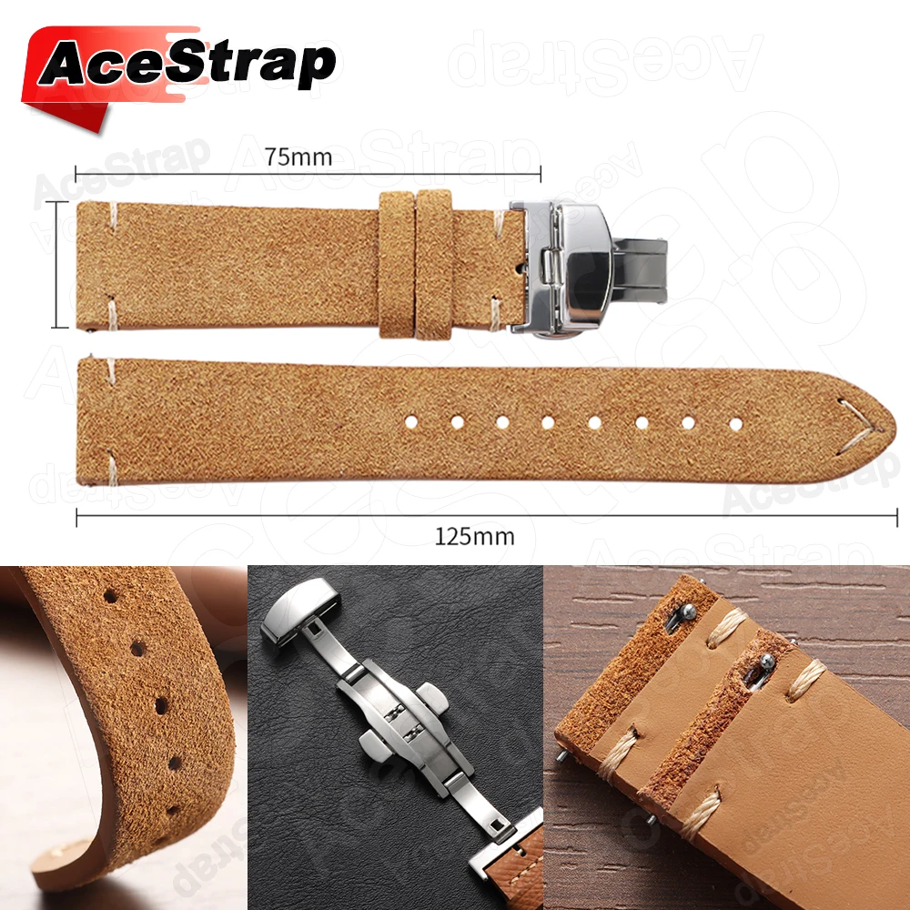 18 مللي متر 20 مللي متر 22 مللي متر الجلد المدبوغ حزام (استيك) ساعة فراشة مشبك حزام ل سوار سايكو ل رولكس الرجال النساء خياطة معصمه الإفراج السريع