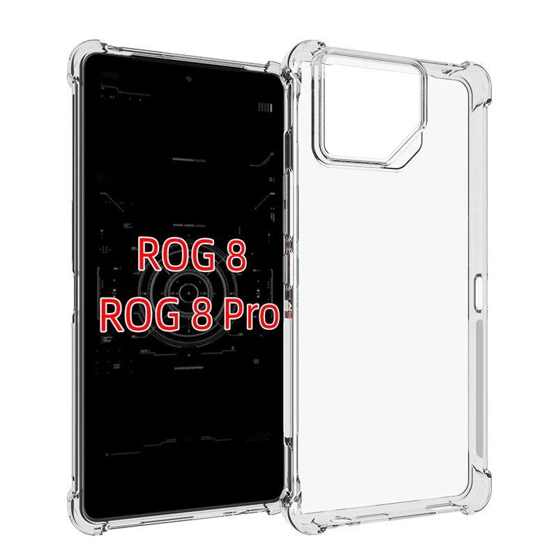 وسادة هوائية مضادة للصدمات لهاتف Asus Rog Phone 8 AI2401 وسادة هوائية شفافة من السيليكون غطاء خلفي من البولي يوريثان حافظة ناعمة لهاتف Asus Rog Phone 8 Pro