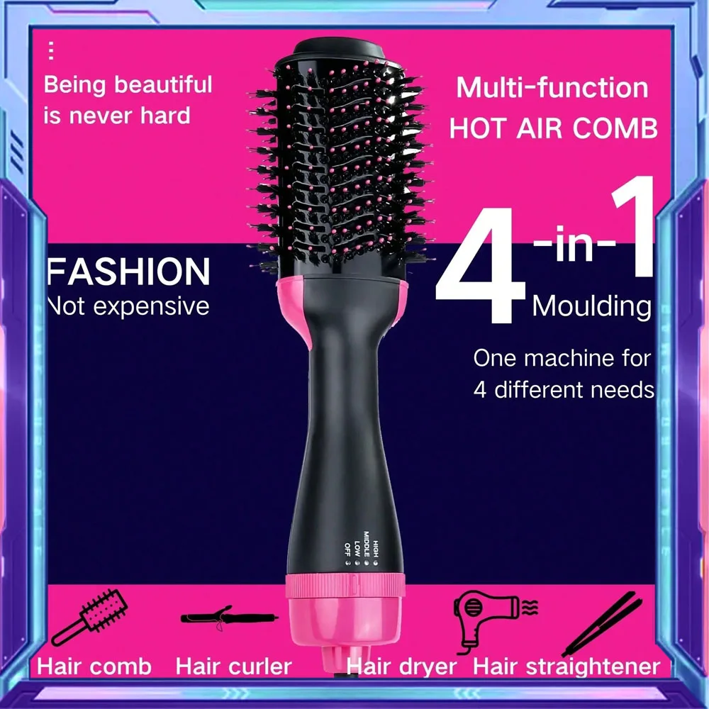 

4 In 1 Hair Dryer Brush Air Brush Styling Comb Hot Heating Comb Hair Straightening Brush Straightener Oval Barrel Hair Dryer