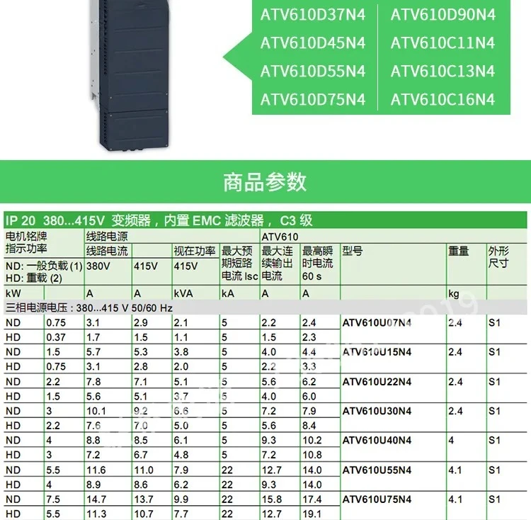 العاكس ATV610D37N4/D45/D55/D75/D90/ATV610C11/C13/C16N4