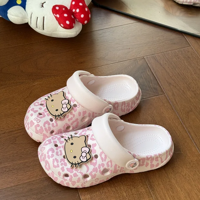 Leopard Print Cartoon Summer Cool Slippers Trendy Cute Closed Toe Breathable Anti Slip Wearable Outdoor Practical Beach Slippers view 5