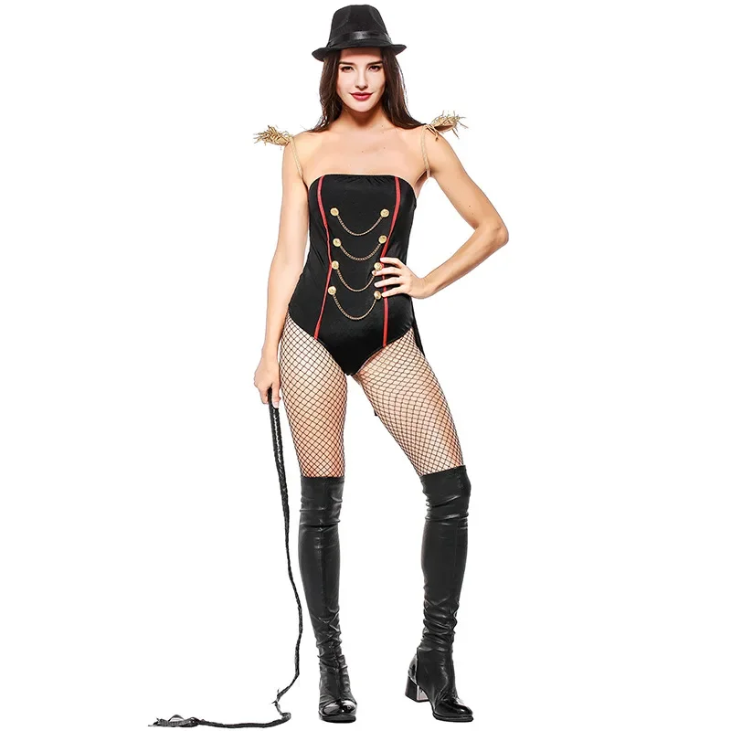 

Sexy Circus Tamer Ringmaster Ringleader Costume Cosplay Tuxedo Strapless Romper Halloween Party Bar Carnival Costumes