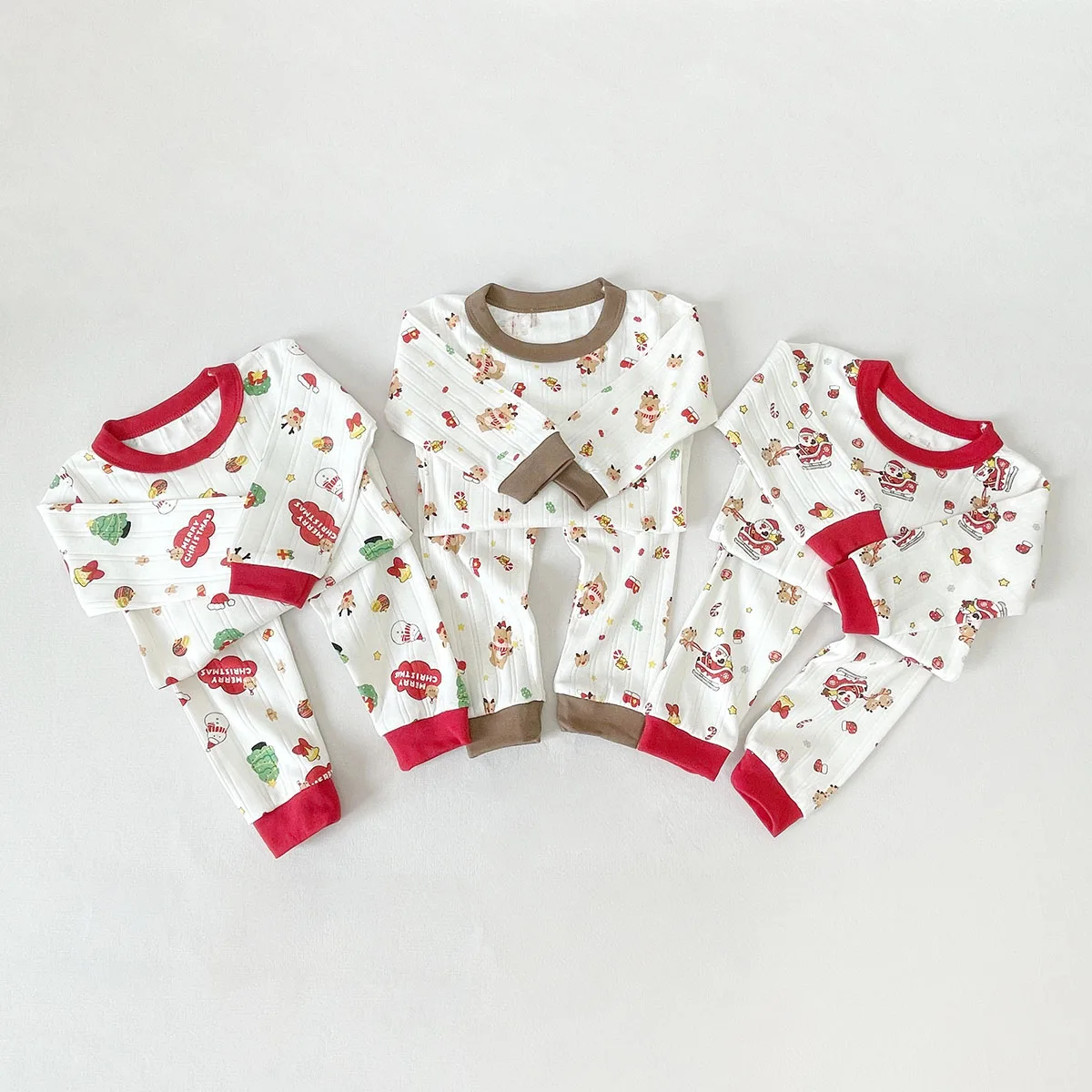 Conjunto de roupas de Natal infantil, estampado de Santa Elk, top e calças para crianças, meninos e meninas, novo, outono, inverno, 0-10Y, 2pcs,