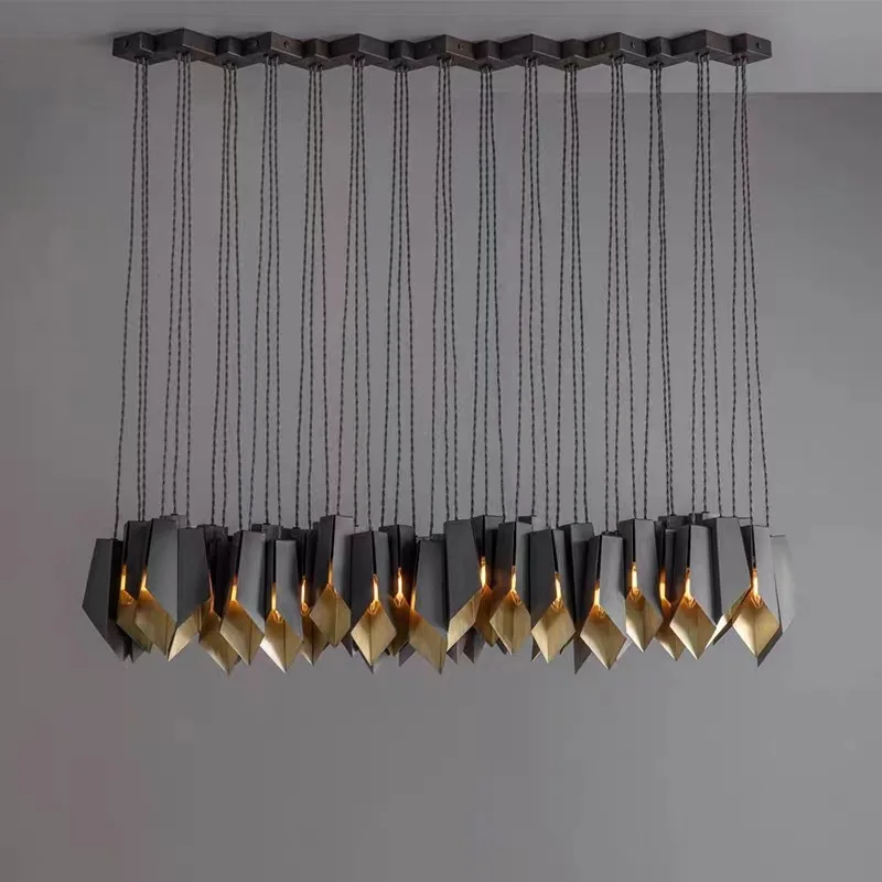 Ltalian Style Postmodern Luxury Black/Gold LED Chandelier Iron Living Room Hanging Lamp Restaurant Personality Decor Lighting