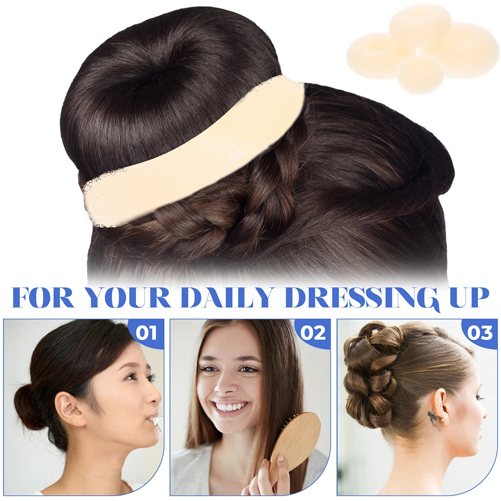 

12 Pcs Maker Tools Braiding Accessories Women Tools For Styling Girls Updo Hair Donuts 7-8cm Beige Medium Size Hair Styling