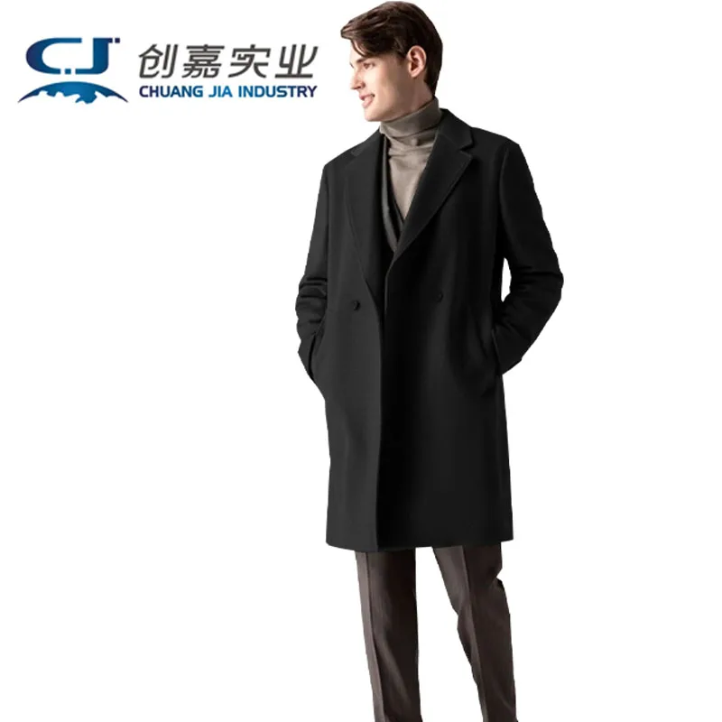 High-end Autumn and Winter Men's Double-sided Cashmere Coat Gray Temperament Elegant Business Upscale Men's Urban Gentleman Coat