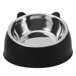 Cute Cat Dog Bowl Protect Cervical Spine Oblique Mouth Pet Stainless Steel Fall-resistant Food Bowl Puppy Feeder Pet Supplies