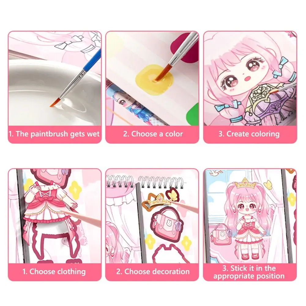 Multicolor Dress Up Scene Stickers Papper Stress Relief Clothes Coloring Book Makeup Decals Clothes Coloring