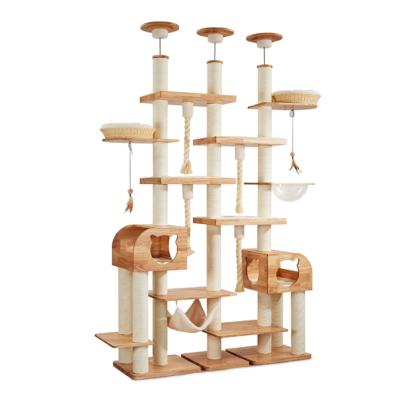 

Sustainable Large Cat Trees Arbre a Chat New Explosive Wood Paper and Bamboo Climbing Pillars Hammock Cat Scratching Post