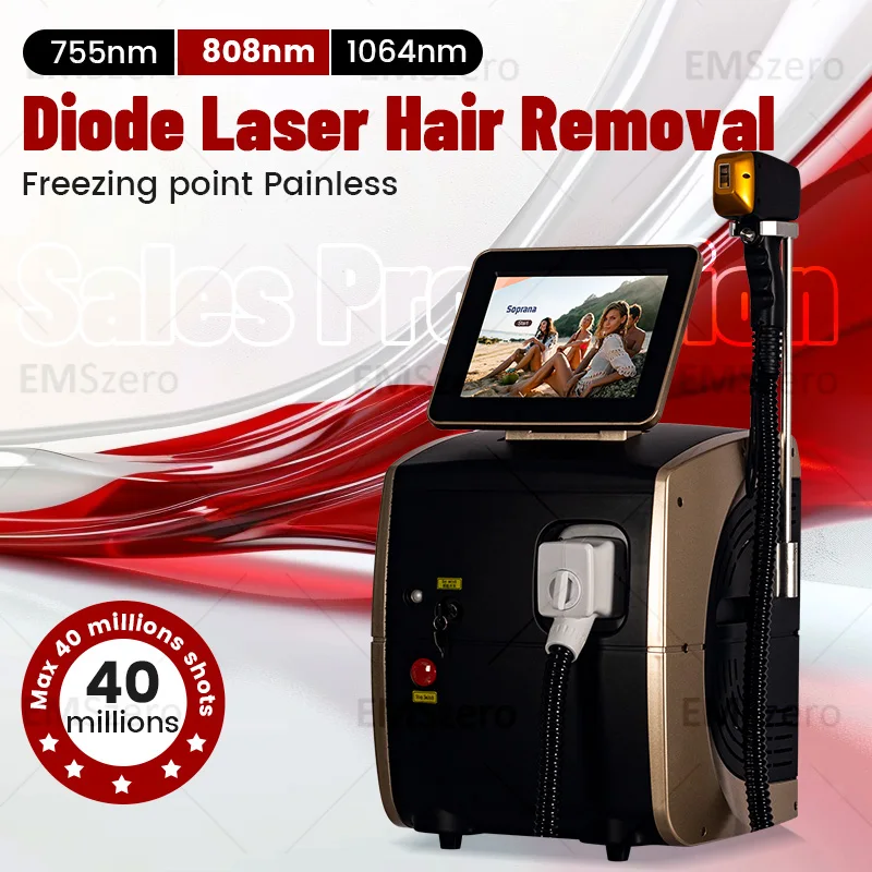 

808 Professional Diode Laser Epilator 3000w Powerful Diode Laser Hair Removal Device tri Wavelengths 755 1064 808nm Ice Cooling