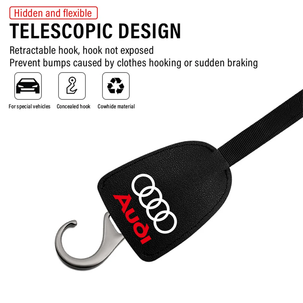 For Audi A1 A3 8P 8V Q3 Q5 Q7 A4 S A8 Q8 SLine Car Storage Hook Multifunction Rear Seat Organizer Hook Car Interior Center Cover