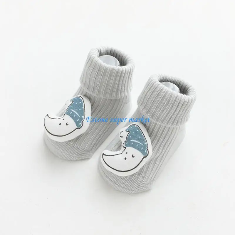 090B Cartoon Baby Girls Boys Socks with Grip Unisex Toddler Floor Socks Shower Gift