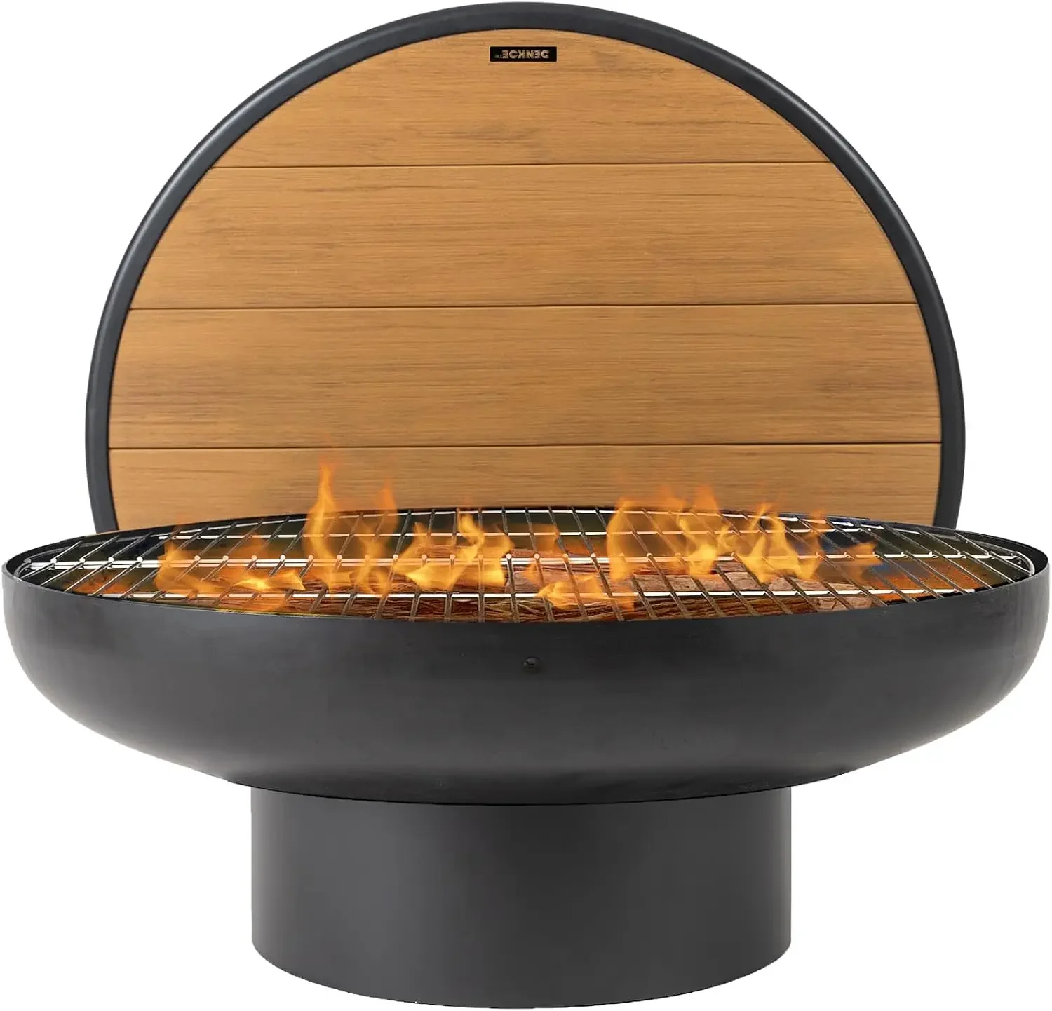 32 Inch Round Fire Pit Table with Fire Pit Grill, Extra Thick, Heavy Duty Fire Bowl, Deep Outdoor Firepit, Wood Burning