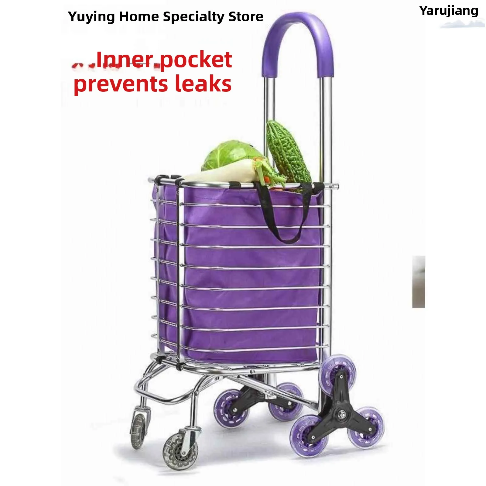 Portable Shopping Cart Bag Oxford Vegetable Buying Trolley Car Light Small Interior Bag Convenient Hand-Pulled Shopping Cart