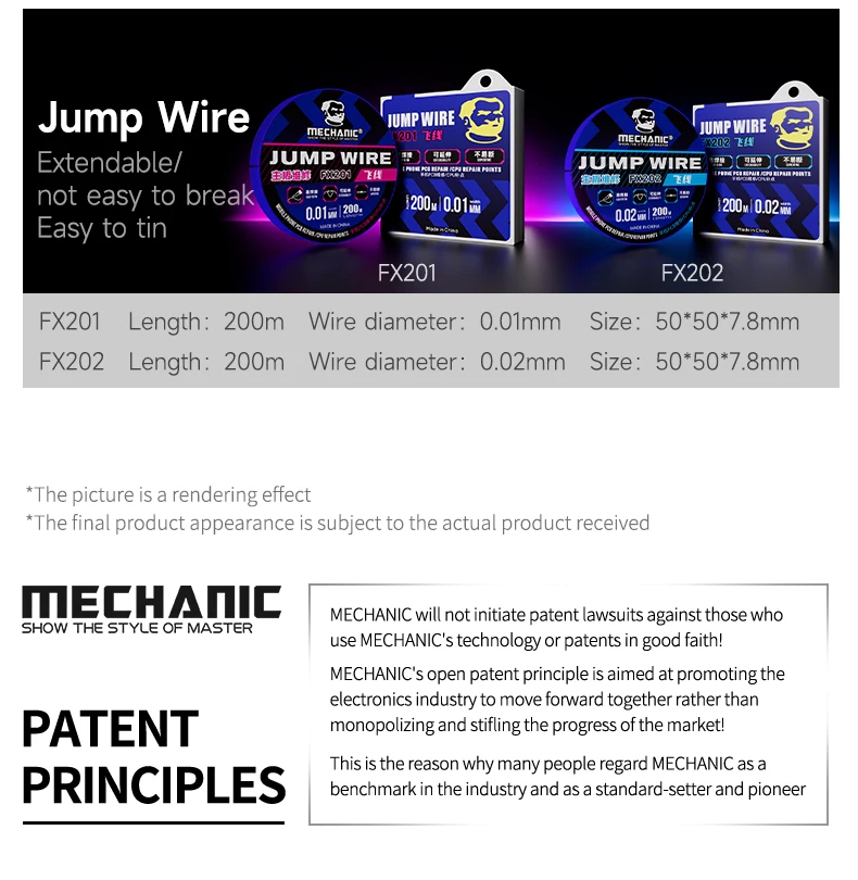 MECHANIC Jump Wires FX105 FS205 FJ201 FJ202 FX202 Extrafeine Silber-Jumperdrähte für die Reparatur von Mobiltelefon-PCBs und die Wartung von CPUs – Detail 9