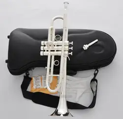 Professional Silver Plated Heavy Trumpet Monel Valve Horn 2 Mouthpiece With Case