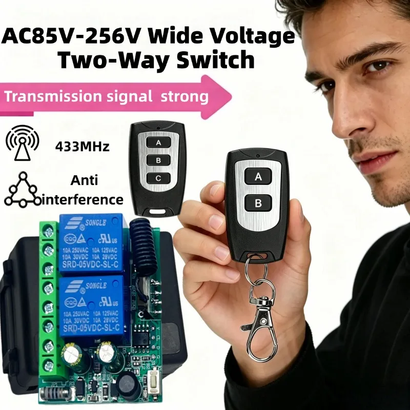 RF 433Mhz Wireless Remote Control Switch AC110V 220V 230V 10A 2Channel Dry Relay Wireless Receiver for Garage Door Fan Light