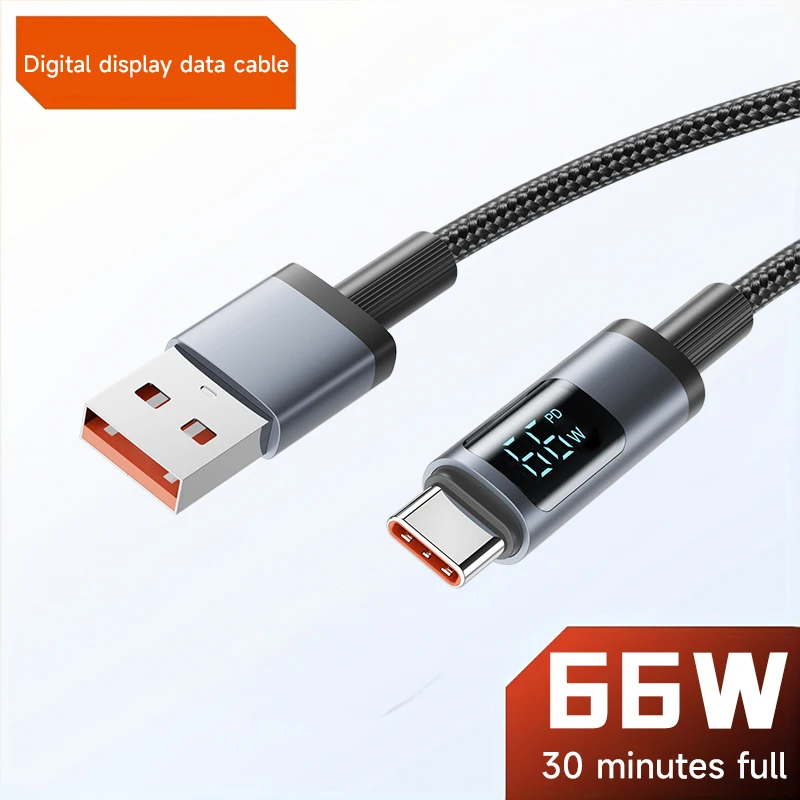 PD 100W USB Type C Cable to USB C 7A Fast Charging Charger Wire Cord For iPhone 15 OPPO Realme Huawei Poco Samsung Display Cable