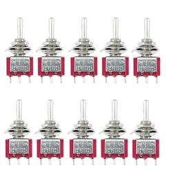 5pcs / 10pcs mts-123  6mm button switch red double side reset moving head toggle switch 3-pin 3-gear micro rocker button