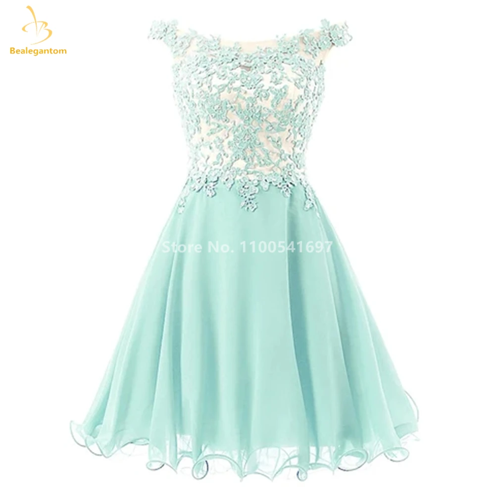 Bealegantom Sexy Lavendel Korte Chiffon Thuiskomst Jurken Kant Appliques Mini Prom Party Cocktailjurk Vestidos De Graudation