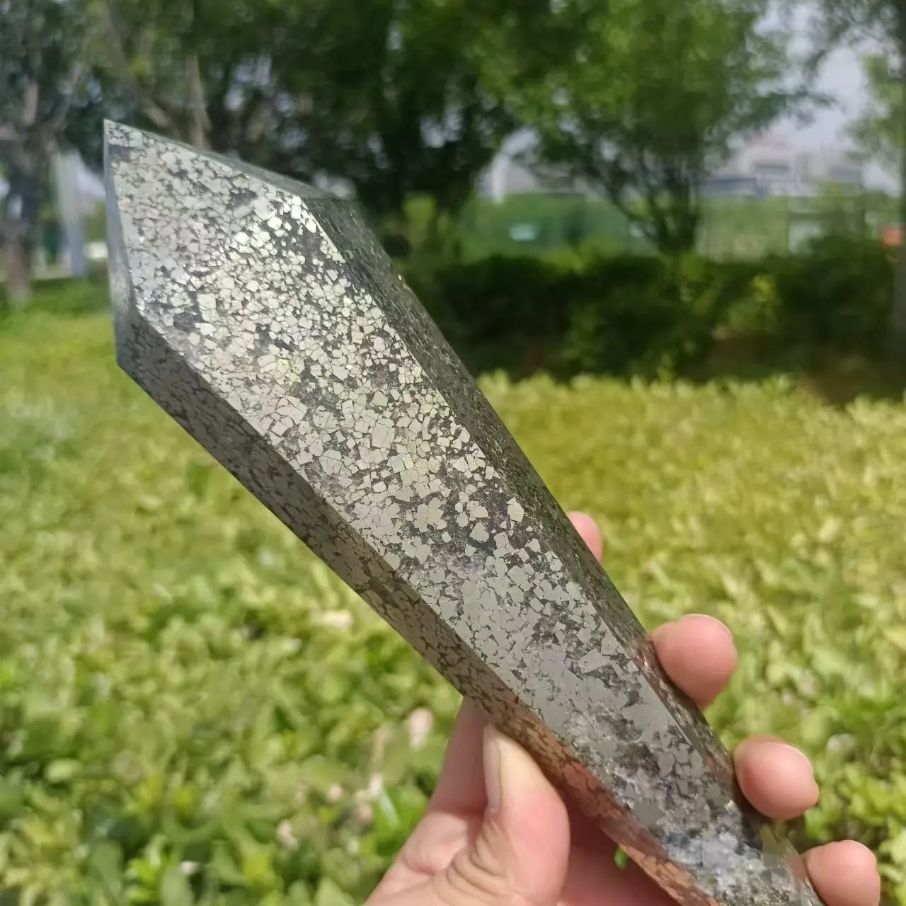 Natural Chalcopyrite Scepter, Quartz Crystal Obelisk, Mineral Reiki Healing Stone, Energy Ore Demagnetization, Room Decor·